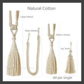 1 Natural Cotton Curtain Tieback Rope Key Tassel  Per single  Tie-Back  Tie back